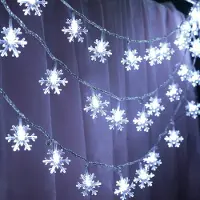Lapamax Schneeflocke Lichterkette Kaltweiß, Lichterkette Innen Batteriebetrieben 3M 20LEDs, Fenster Garten Party Weihnachten Deko