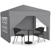 UISEBRT 3x3 m Pop-Up Pavillon, Faltpavillon Ein-Knopf Schnellaufbau, wasserdicht & UV-Schutz, mit 4 Seitenteilen, inkl. Tasche – Silber
