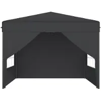 NaiZy 2,5x2,5 m Pop-Up Faltpavillon, Schnellaufbau mit Ein-Knopf, wasserdicht & UV-beständig, mit 4 Seitenteilen, inkl. Tasche – Anthrazit