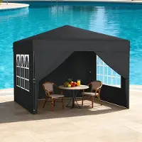 YARDIN 2,5x2,5 m Pop-Up Pavillon, Ein-Knopf Schnellaufbau, wasserdicht & UV-Schutz, mit 4 Seitenteilen, inkl. Tasche – Anthrazit