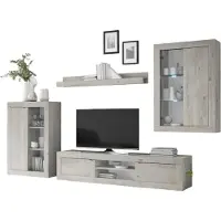 Meublorama MI-TORONTO/BASIC-702972-*2C/105KG, 9 Regale, 5 Tür(en), Grau, Mitteldichte Faserplatte (MDF), 420 mm, 3000 mm