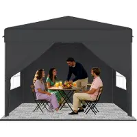 ACXIN Pop-Up Pavillon 3x3 m, Ein-Knopf Schnellaufbau, faltbares Party- & Gartenzelt, wasserdicht & UV-Schutz, mit 4 Seitenwänden, inkl. Tragetasche – Anthrazit