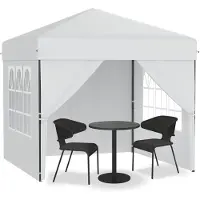 UISEBRT 2,5x2,5 m Pop-Up Pavillon, Faltpavillon Ein-Knopf Schnellaufbau, wasserdicht & UV-Schutz, mit 4 Seitenteilen, inkl. Tasche – Weiß