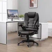 SUGIFT Bürostuhl mit Massage & Heizfunktion, 6 Massagepunkte Chefsessel, Schreibtischstuhl Kunstleder, Braun | 62x68x121 cm | 5 Modi | 360° drehbar