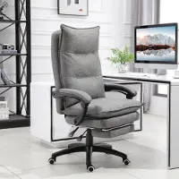 SUGIFT Bürostuhl mit Massagefunktion, 6 Massagepunkte Chefsessel ergonomisch, Schreibtischstuhl mit Fußstütze, Grau | 70x62x130 cm | atmungsaktiv