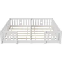 StarTech.com Kinder Bodenbett - Kinderbett 90x200 cm - Kiefernholz mit Lattenrost - Niedriges Montessori Bett mit Rausfallschutz und Tür - Für 2 Kinder - Weiß