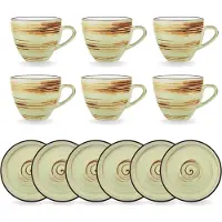 Wilmax England Wilmax Espressotasse mit Untertasse 110 ml Pistazie Porzellan 6er Set WL-669134/AB6