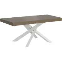 Itamoby Volantis Premium taubengrauer Ausziehtisch 120/224x90 cm mit weißen Beinen
