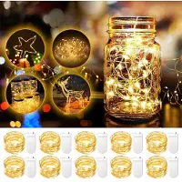 Feilicious 10er Set LED Drahtlichterkette Warmweiß – 20 LEDs Batterie Lichterkette 2m für Deko, Hochzeit, Party & Sommerabende, E0217
