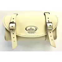 Classic Cycle Klassische Satteltasche in Lederoptik creme mit Metallschließen 16,5x8,5x4,5 cm