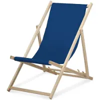Druck.de Liegestuhl - einfarbig - Dunkelblau - klappbar - aus Buchenholz - bis 95kg belastbar - 3fach verstellbare Lehne - Strandliege