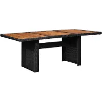 Syfax Garten-Esstisch Schwarz 200x100x74 cm Poly Rattan