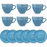 Wilmax England Wilmax Espressotasse-Untertasse 75 ml Blau Porzellan 6er Set WL-669633/AB6