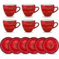 Wilmax England Wilmax Espressotasse mit Untertasse 110 ml 6er-Set Rot aus Porzellan