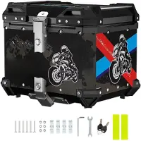 StarTech.com Motorrad Topcase - Heckkoffer/Gepäckbox - 65 l - Aluminiumlegierung - Großes Fassungsvermögen - Heckmontage für Touren - Schwarz