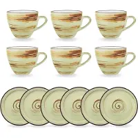 Wilmax England Wilmax Espressotasse mit Untertasse 75 ml 6er-Set Pistazie aus Porzellan