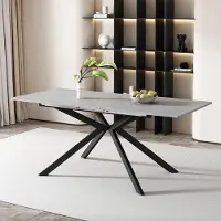 StarTech.com Ausziehbarer Esstisch - Rechteckiges Modell - Automatisch verlängerbar - 150–180 x 70 x 76 cm - Holzplatte - Metallgestell - Moderner marokkanischer Stil - Grau