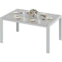 StarTech.com Gartentisch - Terrassentisch aus Aluminium - Größe 140x90x75 cm - WPC-Tischplatte - Rechteckig - Für 8 Personen - Wetterfest - Buff