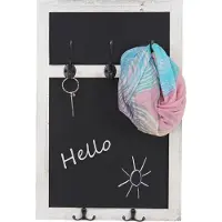 Mendler Wandgarderobe MCW-C51, Garderobe Kreidetafel Wandtafel, 5 Haken 55x34cm weiß, shabby