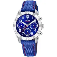 Festina Kinder Uhr Junior Collection F20346/2 Leder/PU Armbanduhr blau UF20346/2