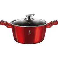 Berlinger Haus Berlingerhaus BH-1258 Burgundy Metallic Line Topf mit Marmoroberfläche und Deckel 28 cm