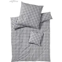 Elegante Perkal-Bettwäsche-Garnitur Quadro Farbe silber Größe 200x200+2x40x80