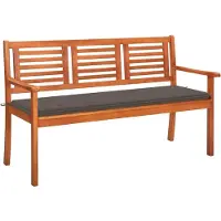 vidaXL 3-Sitzer-Gartenbank mit Auflage 150 cm Massivholz Eukalyptus