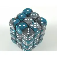 Chessex Gemini 12mm d6 Dice Blocks with pips Dice Blocks (36 Dice) - Steel-Teal w/white
