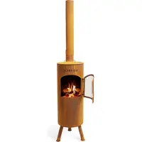 Bonfeu BonGiano LP Rost - Terrassenofen - Feuerstelle mit Funkenschutz für entspannte Abende - Feuersäule Outdoor - Terrassenkamin mit Grillrost - Gartenofen aus hochwertigem Cortenstahl - 30x30x153cm