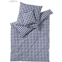 Elegante Perkal Bettwäsche Kariert Quadro 135x200 cm + 80x80 cm Marine