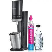 SodaStream Wassersprudler Crystal Vorteilspack inkl. Flasche und Quick-Connect Zylinder, Schwarz