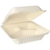 Papstar Menüboxen aus Zuckerrohr "pure" 3-geteilt 20 x 22 cm weiß 25 Stück