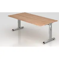 Hjh OFFICE PRO MEGA 2E S - 200 x 100 Nussbaum/Silber höhenverstellbar