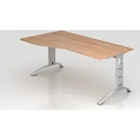 Hjh OFFICE PRO FARO 18 S - 180 x 100 Nussbaum/Silber höhenverstellbar
