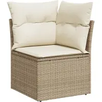 vidaXL 7-tlg. Garten-Sofagarnitur mit Kissen Beige Poly Rattan