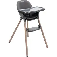 Graco Presti Hochstuhl, ab ca. 6 Monaten bis ca. 6 Jahre (max. 27,3 kg), mitwachsend in 3 Modi, kompakt zusammenklappbar, abnehmbares Tablett (Aufsatz spülmaschinenfest), Schwarz/Grau, Charcoal