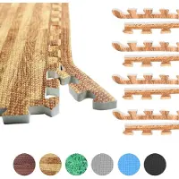 Gorilla Sports Schutzmatten Endstücke - 8 Stücke, 60 cm, Rutschfest, EVA Schaumstoff, Holzoptik - Randstücke für Bodenschutzmatten, Trainingsmatte, Bodenmatte, Fitness Unterlegmatte