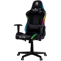 Elite Gaming Stuhl | Ergonomischer Bürostuhl - RGB-LED Schreibtischstuhl - PC Gamer Racing Stuhl - Gaming-Stuhl - Gamer Sessel - Kopfstütze (Schwarz)