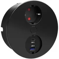 NABER Duplex E Doppel USB A+C, Steckdosenelement, rund, mit Schukosteckdose, schwarz matt