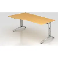 Hjh OFFICE PRO FARO 18 S - 180 x 100 Buche/Silber höhenverstellbar