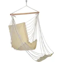 Hi Hängestuhl mit Fußstütze Beige Baumwoll-Segeltuch