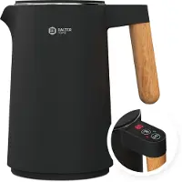 Balter Edelstahl Wasserkocher mit Temperatureinstellung, 45°C-100°C, Doppelwand, BPA frei, Warmhaltefunktion, 1.5L, 2200W, Schwarz