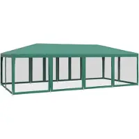 vidaXL Partyzelt mit 12 Mesh-Seitenteilen Grün 8x4 m HDPE