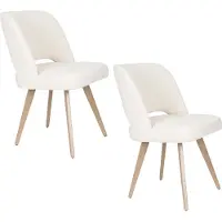 White Label Esszimmerstuhl Yves im 2er-Set, Beige mit Gestell aus Eisen