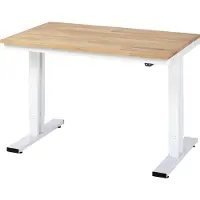 RAU Werktisch Serie adlatus 300, Buche-Massiv-Platte, B 1250 x T 800 x H 720 - 1120 mm