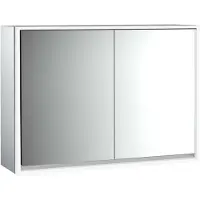 Emco loft Lichtspiegelschrank, 1000mm, 2 Türen, Aufputzmodell, aluminium/weiß, 979806112