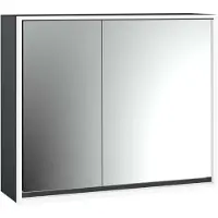 Emco loft Lichtspiegelschrank, 800mm, 2 Türen, Aufputzmodell, schwarz/spiegel, 979813308