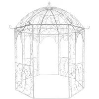 CLP Rosenpavillon aus Eisen Leila, Gartenpavillon im Jugendstil nostalgisch, Rankhilfe pulverbeschichtet für Kletterpflanzen und Rosen antik weiß
