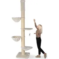 Happy pet Kratzbaum 'Leonardo' Grosse Katzen Stabil XXL Deckenhoch, 250 bis 275 cm - 18 cm Dicke Stämme, Katzenkratzbaum für Maine Coons & Ragdolls