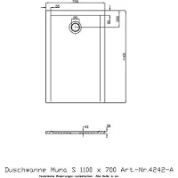 Hoesch Duschwanne MUNA S 1100x700x30mm we